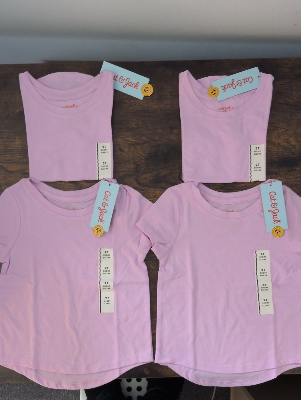 5$/25 Cat & Jack Light Pink Short-Sleeve Kids Tee (Set of 4) 2T